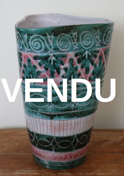 Vase en céramique signé SAFI - Label Emmaüs