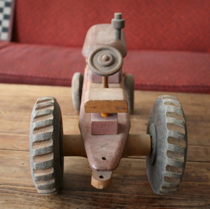 Tracteur Porteur Dejou En Bois Naturel – Années 60 – 55 Cm – Jouet Vintage France