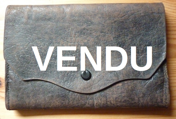 Porte-cartes Ancien En Cuir Brun Foncé Début XXe Siècle - Occasion Très Bon état